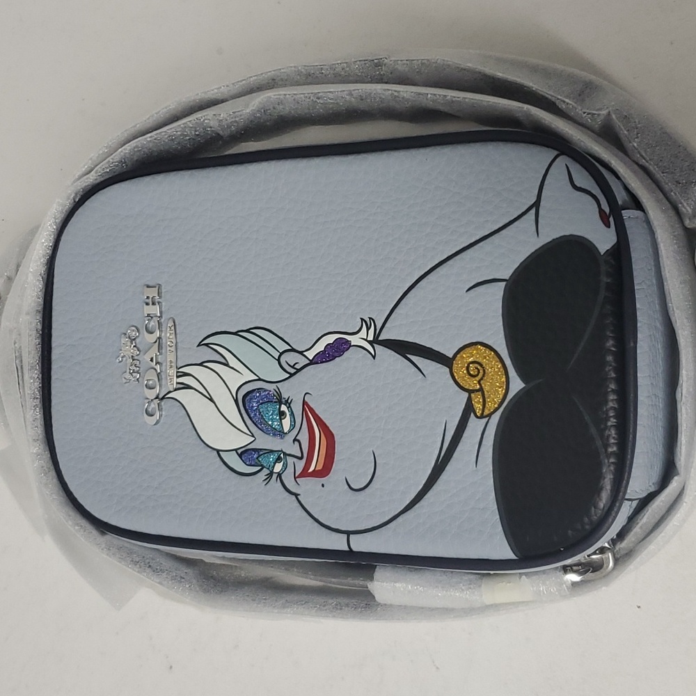 Disney CC325 X Coach Eva Phone Crossbody With Ursula Motif Silver/Ice Blue Multi